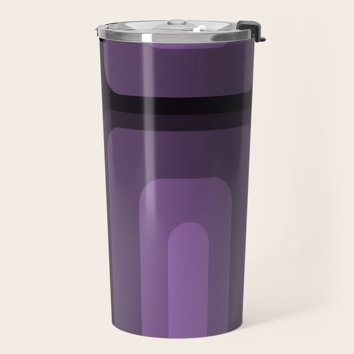Mid Century Modern Long Rectangles Dark Purple Travel Mug Gallery Image 2