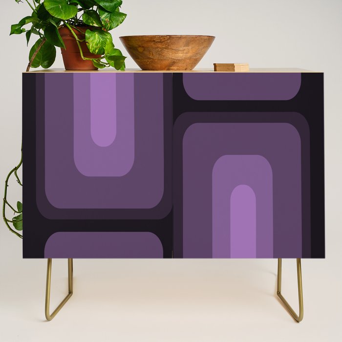 Mid Century Modern Long Rectangles Dark Purple Credenza Gallery Image 1