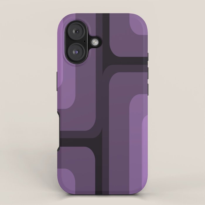 Mid Century Modern Long Rectangles Dark Purple iPhone Case Gallery Image 1