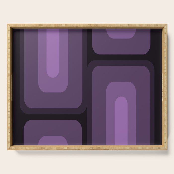 Mid Century Modern Long Rectangles Dark Purple Serving Tray Gallery Image 1