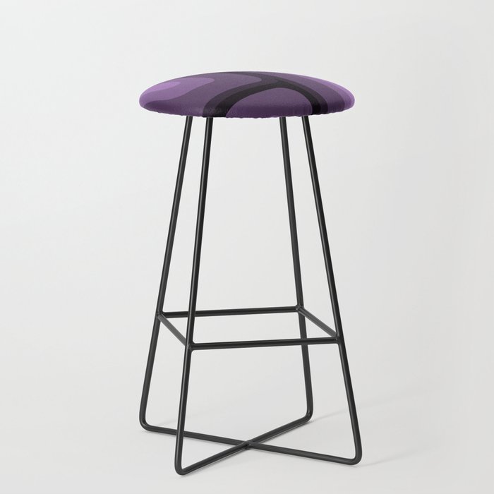 Mid Century Modern Long Rectangles Dark Purple Stool Gallery Image 1