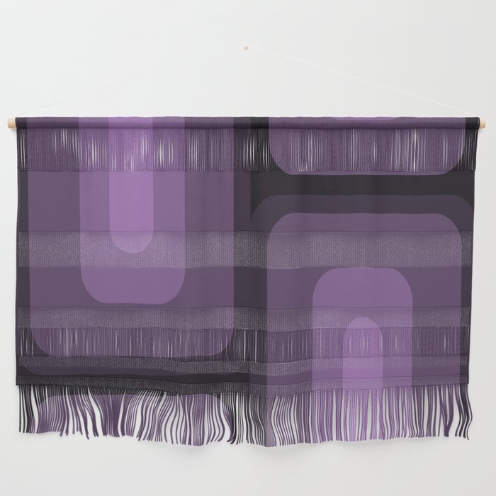 Mid Century Modern Long Rectangles Dark Purple Wall Hanging Gallery Image 1
