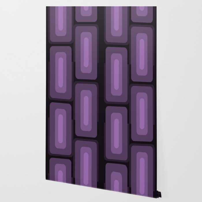 Mid Century Modern Long Rectangles Dark Purple Wallpaper Gallery Image 2