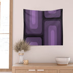 Mid Century Modern Long Rectangles Dark Purple Wall Tapestry Gallery Image 2