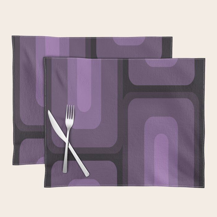 Mid Century Modern Long Rectangles Dark Purple Placemat Gallery Image 1