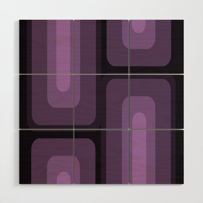 Mid Century Modern Long Rectangles Dark Purple Wood Wall Art Gallery Image 1