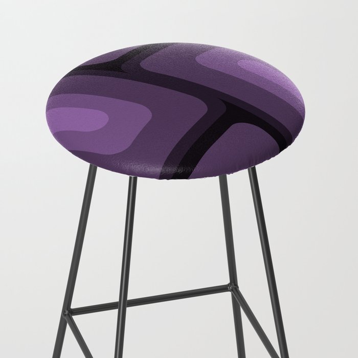 Mid Century Modern Long Rectangles Dark Purple Stool Gallery Image 2