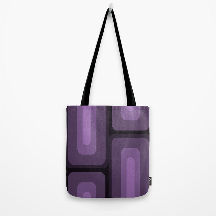 Mid Century Modern Long Rectangles Dark Purple Tote Bag Gallery Image 2