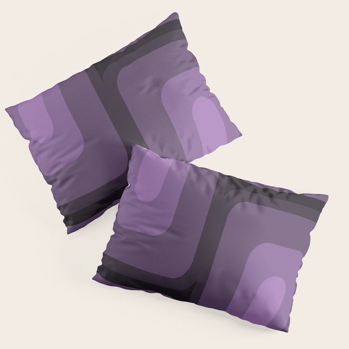 Mid Century Modern Long Rectangles Dark Purple Pillow Sham Gallery Image 3