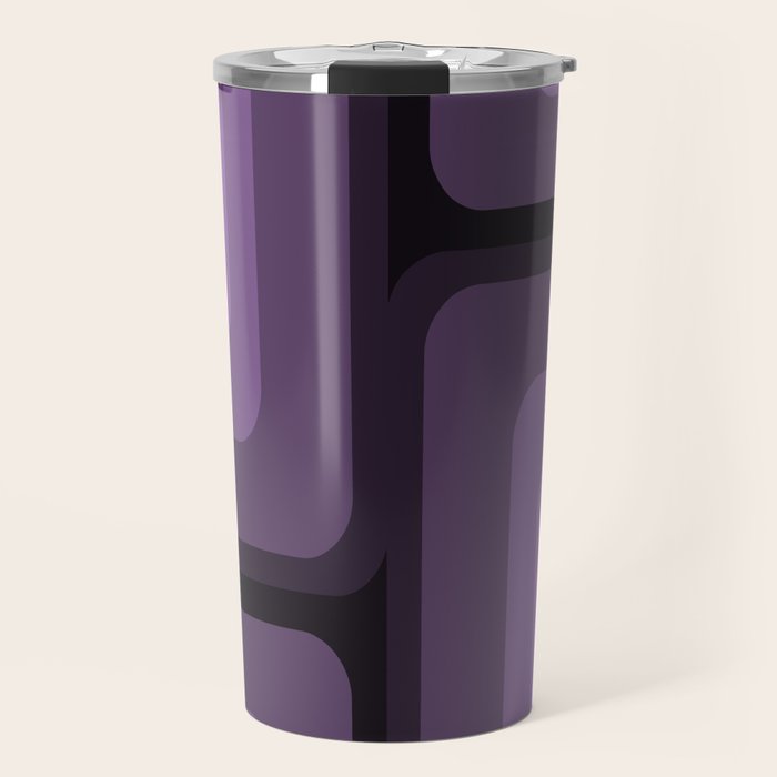 Mid Century Modern Long Rectangles Dark Purple Travel Mug Gallery Image 1