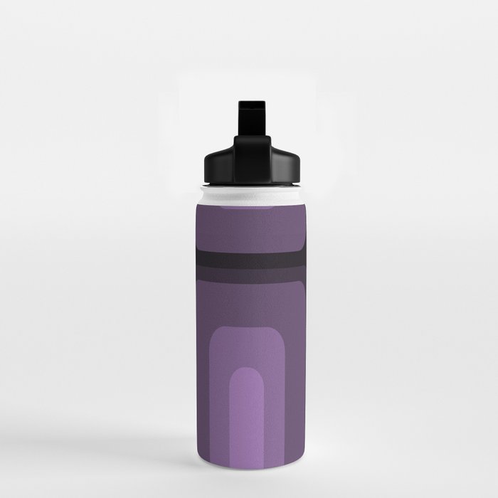 Mid Century Modern Long Rectangles Dark Purple Water Bottle Gallery Image 2