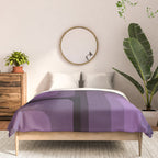 Mid Century Modern Long Rectangles Dark Purple Comforter Gallery Image 3