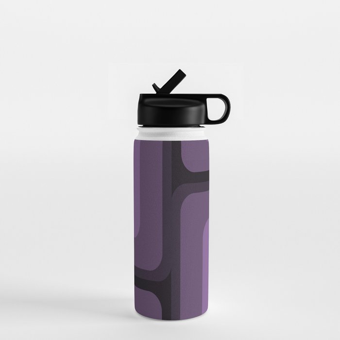 Mid Century Modern Long Rectangles Dark Purple Water Bottle Gallery Image 1