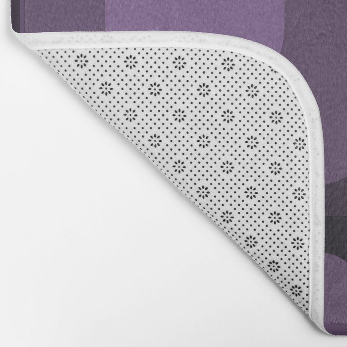 Mid Century Modern Long Rectangles Dark Purple Bath Mat Gallery Image 2
