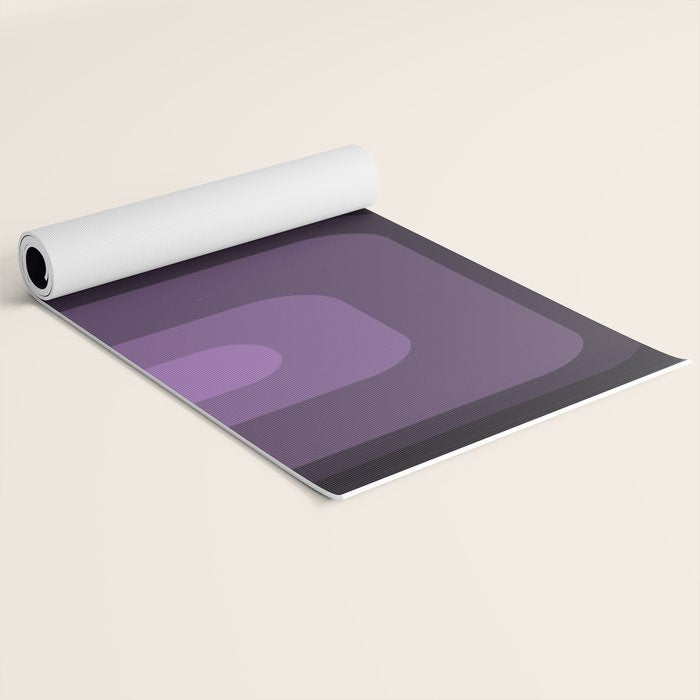 Mid Century Modern Long Rectangles Dark Purple Yoga Mat Gallery Image 2