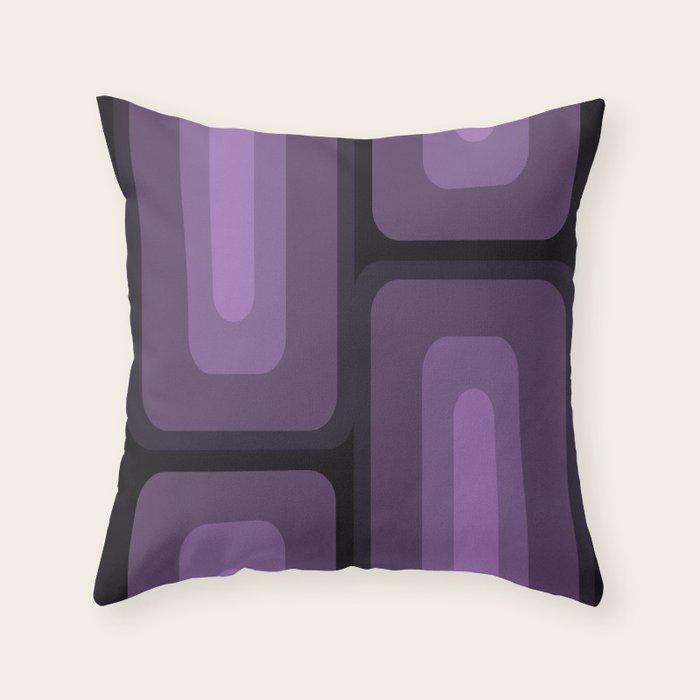 Mid Century Modern Long Rectangles Dark Purple Throw Pillow