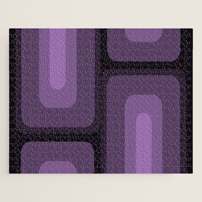 Mid Century Modern Long Rectangles Dark Purple Jigsaw Puzzle Gallery Image 1
