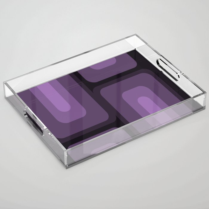 Mid Century Modern Long Rectangles Dark Purple Acrylic Tray Gallery Image 1
