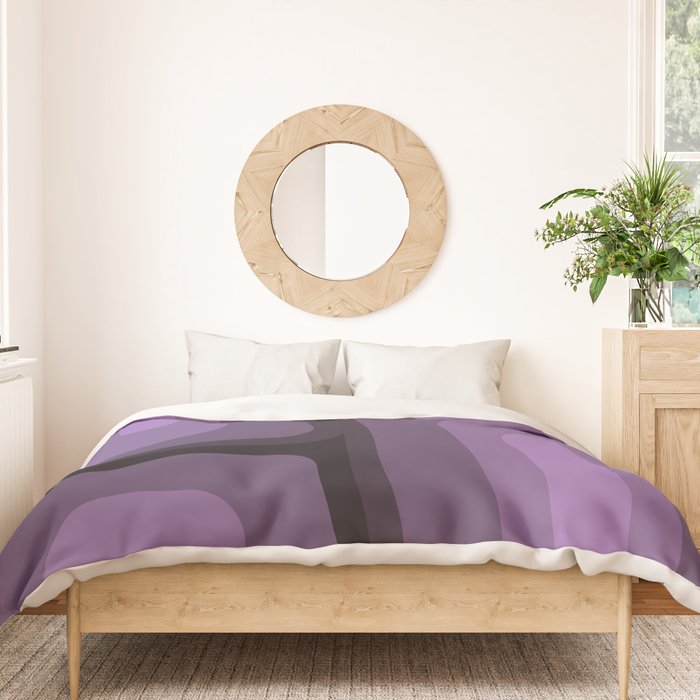 Mid Century Modern Long Rectangles Dark Purple Duvet Cover Gallery Image 3