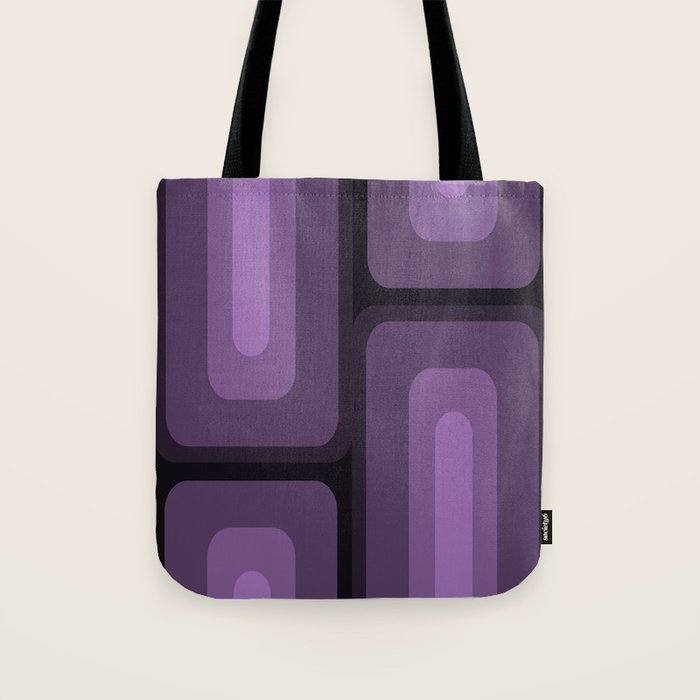 Mid Century Modern Long Rectangles Dark Purple Tote Bag Gallery Image 1