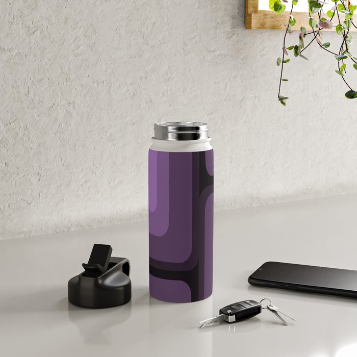 Mid Century Modern Long Rectangles Dark Purple Water Bottle Gallery Image 4