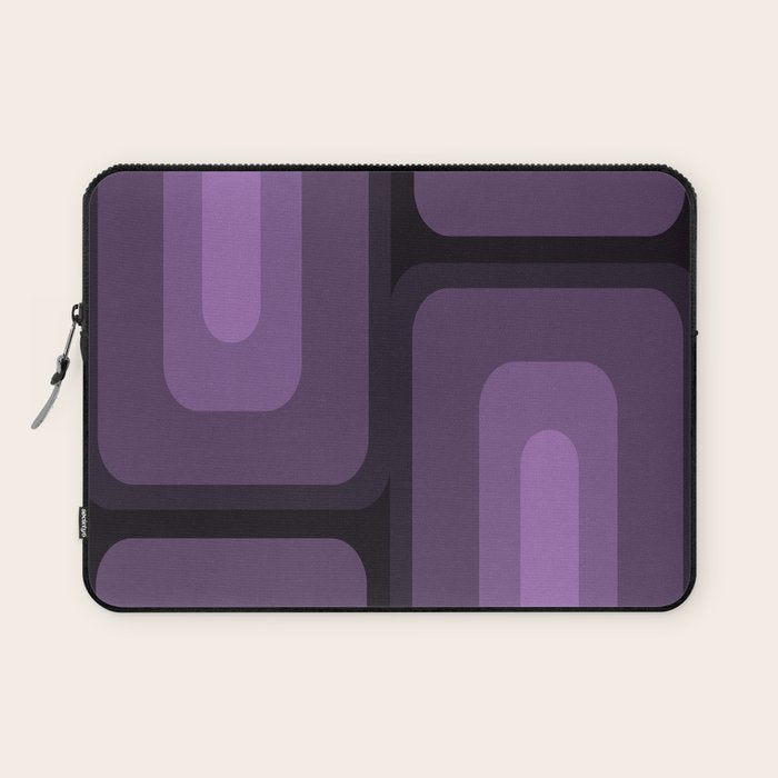 Mid Century Modern Long Rectangles Dark Purple Laptop Sleeve Gallery Image 1