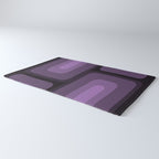 Mid Century Modern Long Rectangles Dark Purple Rug Gallery Image 3