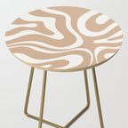 Modern Liquid Swirl Abstract Pattern in Coffee Creme Side Table Gallery Image 2