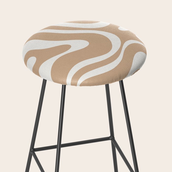 Modern Liquid Swirl Abstract Pattern in Coffee Creme Stool Gallery Image 2