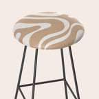 Modern Liquid Swirl Abstract Pattern in Coffee Creme Stool Gallery Image 2