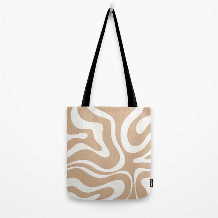 Modern Liquid Swirl Abstract Pattern in Coffee Creme Tote Bag Gallery Image 2