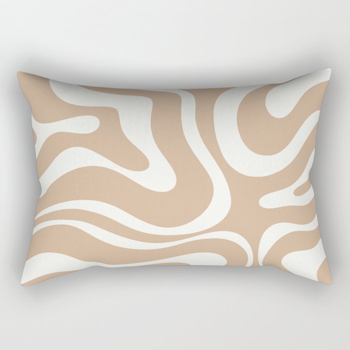 Modern Liquid Swirl Abstract Pattern in Coffee Creme Rectangular Pillow Gallery Image 2