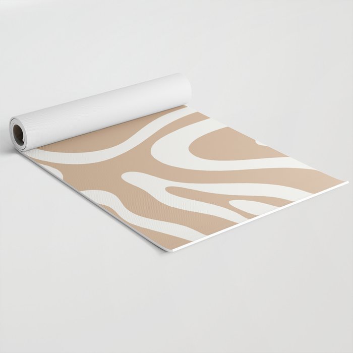 Modern Liquid Swirl Abstract Pattern in Coffee Creme Yoga Mat Gallery Image 2