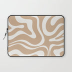 Modern Liquid Swirl Abstract Pattern in Coffee Creme Laptop Sleeve Gallery Image 1