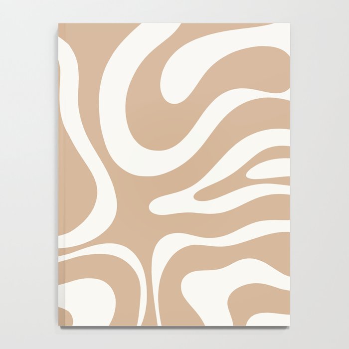 Modern Liquid Swirl Abstract Pattern in Coffee Creme Notebook Gallery Image 4