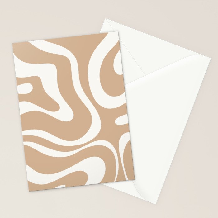 Modern Liquid Swirl Abstract Pattern in Coffee Creme Stationery Card Gallery Image 2