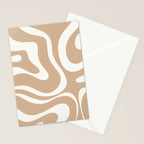 Modern Liquid Swirl Abstract Pattern in Coffee Creme Stationery Card Gallery Image 2