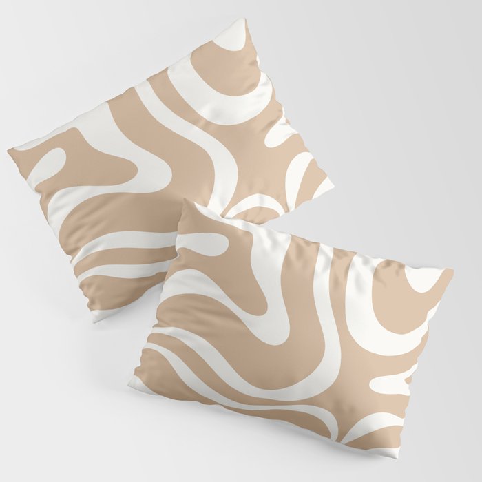 Modern Liquid Swirl Abstract Pattern in Coffee Creme Pillow Sham Gallery Image 1