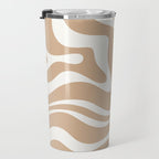 Modern Liquid Swirl Abstract Pattern in Coffee Creme Travel Mug Gallery Image 3
