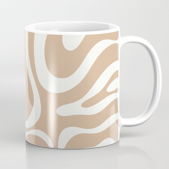 Modern Liquid Swirl Abstract Pattern in Coffee Creme Coffee Mug Gallery Image 1