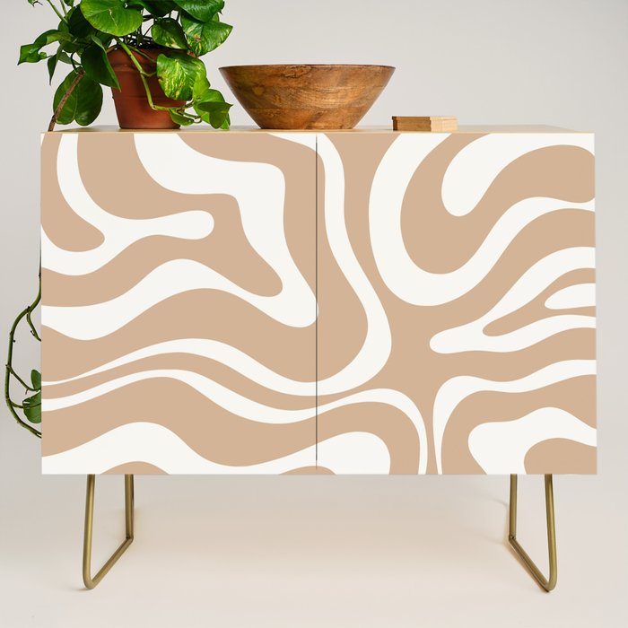 Modern Liquid Swirl Abstract Pattern in Coffee Creme Credenza Gallery Image 1