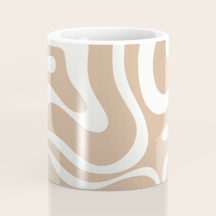 Modern Liquid Swirl Abstract Pattern in Coffee Creme Coffee Mug Gallery Image 4