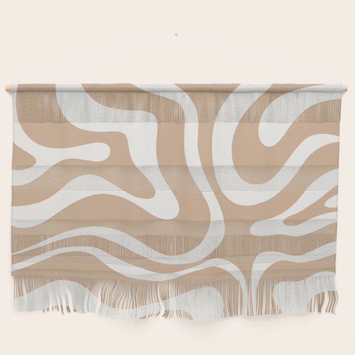 Modern Liquid Swirl Abstract Pattern in Coffee Creme Wall Hanging Gallery Image 1
