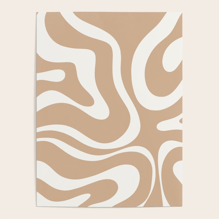 Modern Liquid Swirl Abstract Pattern in Coffee Creme Poster Gallery Image 4