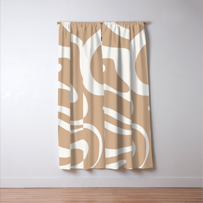 Modern Liquid Swirl Abstract Pattern in Coffee Creme Window Curtain Gallery Image 3