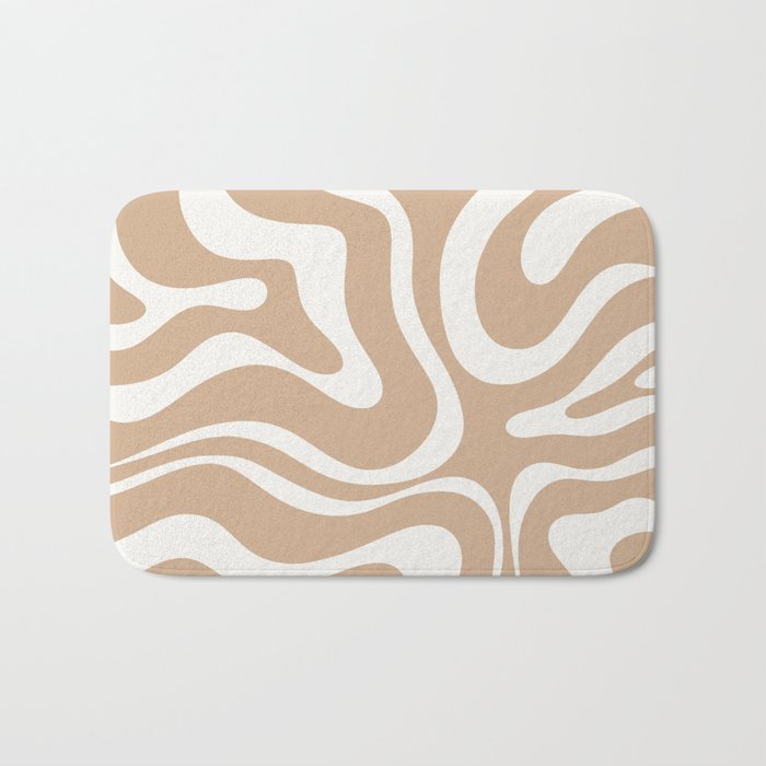 Modern Liquid Swirl Abstract Pattern in Coffee Creme Bath Mat Gallery Image 1