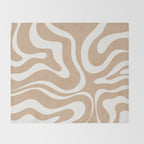 Modern Liquid Swirl Abstract Pattern in Coffee Creme Throw Blanket Gallery Image 2