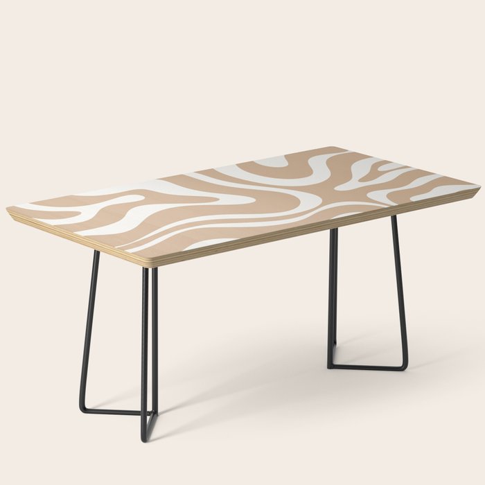 Modern Liquid Swirl Abstract Pattern in Coffee Creme Coffee Table Gallery Image 1
