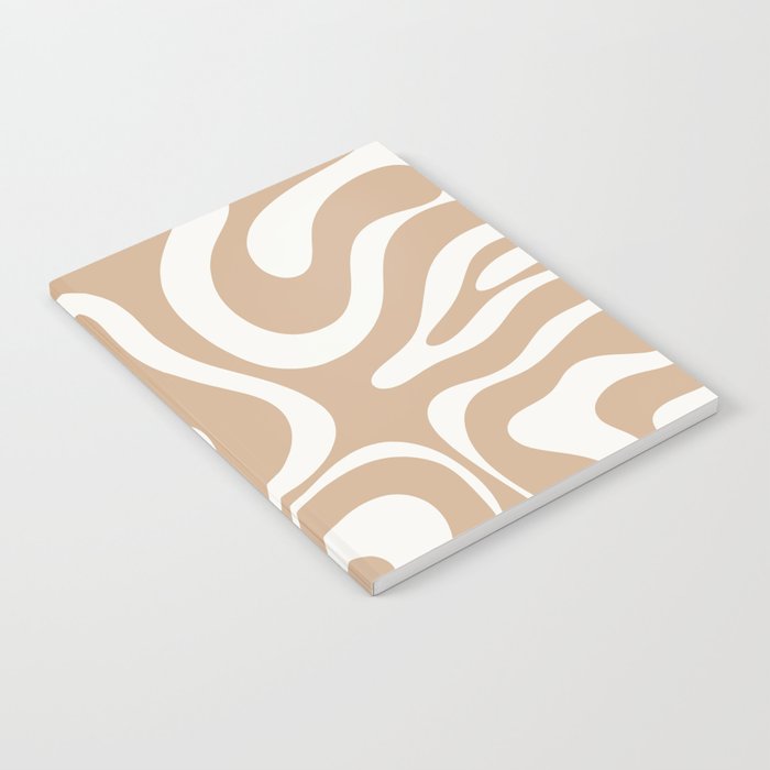 Modern Liquid Swirl Abstract Pattern in Coffee Creme Notebook Gallery Image 2