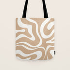 Modern Liquid Swirl Abstract Pattern in Coffee Creme Tote Bag Gallery Image 1